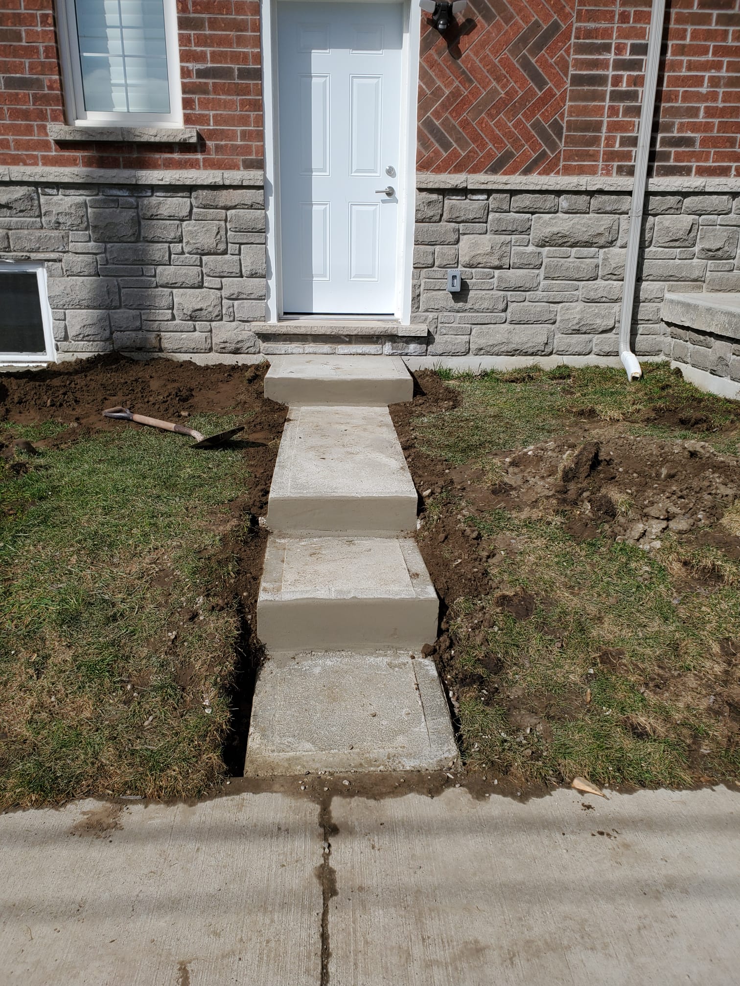 Concrete and stone project before